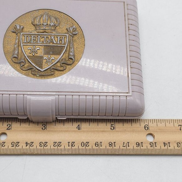 Vintage Deltah Necklace Case With Gold Crest Design BOX ONLY - Picture 5 of 6